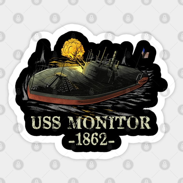 Naval History American Civil War USS Monitor Ironclad Ship Sticker by Styr Designs